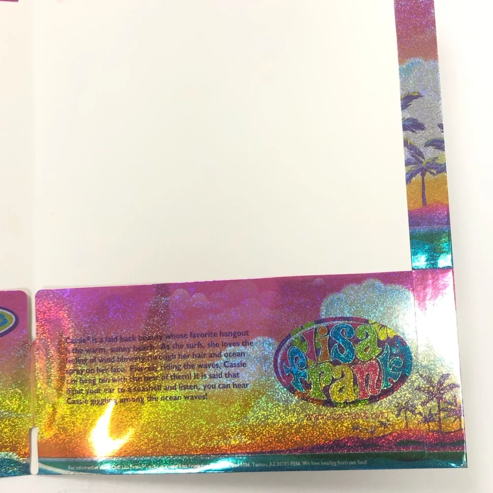 Lisa Frank Pocket Folder Glitter Cassie the Surfer Girl W/ Seal NEW & UNPUNCHED